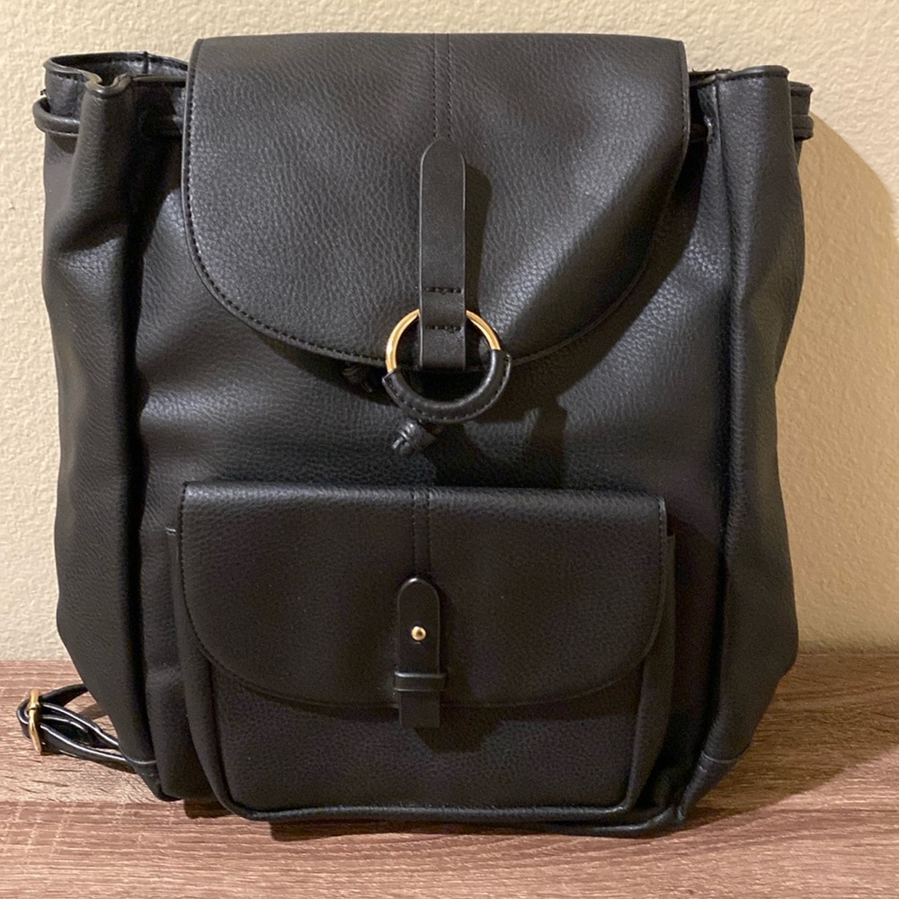 TopShop like new black backpack with gold accents
